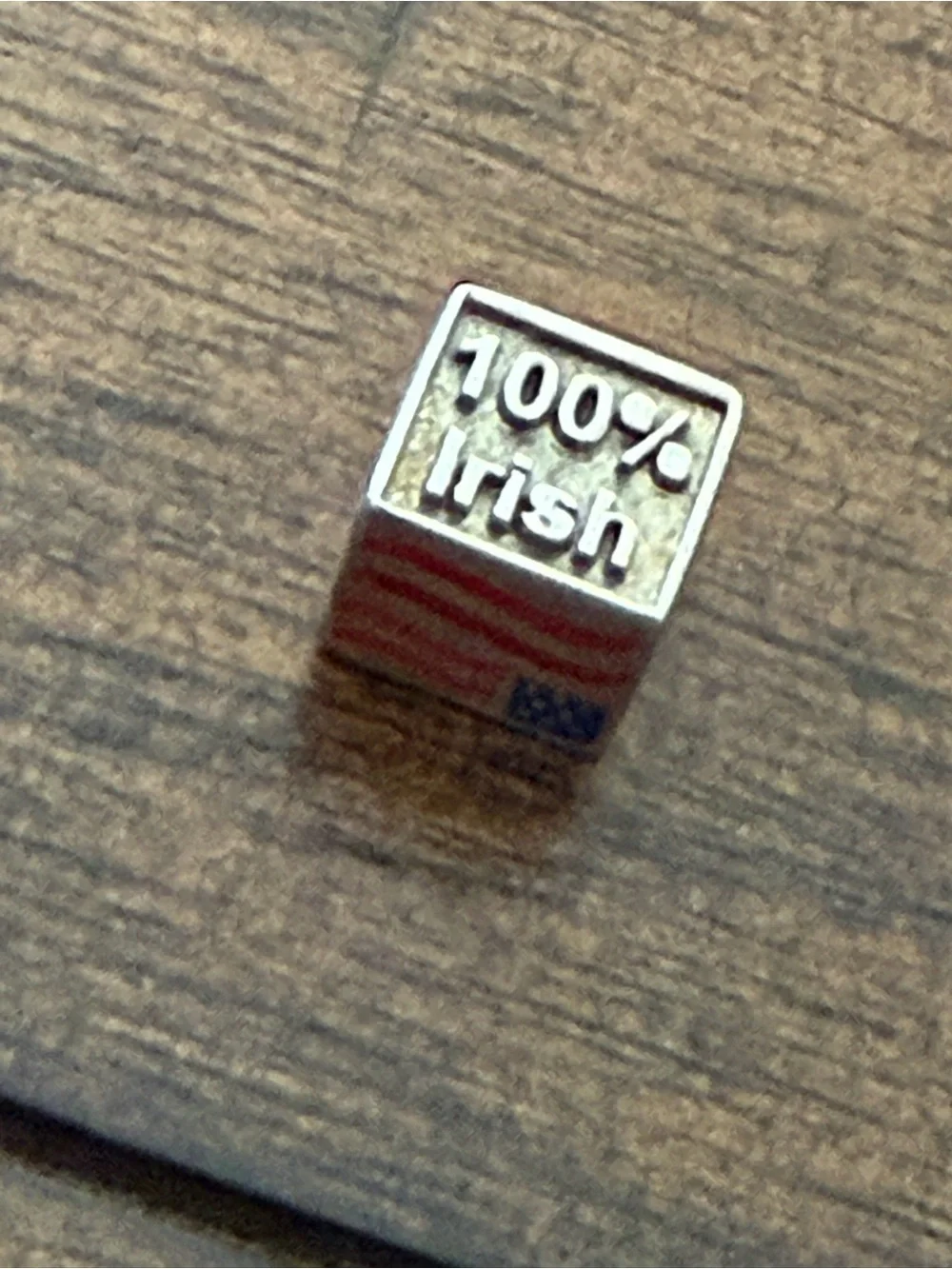 BORN USA United States Flag 100% IRISH Silver Tone Bead Charm NOT PANDORA